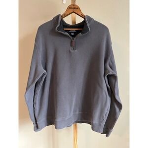 Lands End Mens Gray Quarter Zip Pullover Sweatshirt XXL